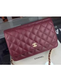 Chanel WOC mini Flap Bag Burgundy Sheepskin A5373 Gold HY3139MB38