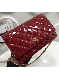 Chanel WOC mini Flap Bag Patent Leather A33814P Burgundy HY11642yj81