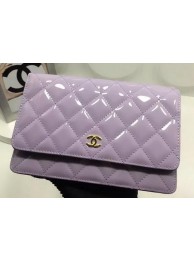 Chanel WOC mini Flap Bag Patent Leather A33814P Lavender HY9400nB26