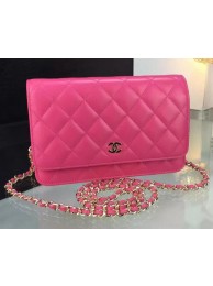 Chanel WOC mini Flap Bag Rose Sheepskin A5373 Gold HY18011ED90