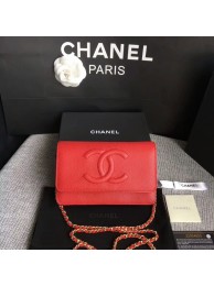 Chanel WOC Original Calfskin Leather Red Shoulder Bag 33814 Glod HY17371mm78