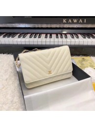 Chanel WOC Original Caviar Leather Flap cross-body bag V33814 cream gold chain HY311De45