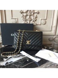 Chanel WOC Original Sheepskin Leather Shoulder Bag 33814 Black HY23445hc46