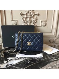 Chanel WOC Original Sheepskin Leather Shoulder Bag D33814 Blue HY11030nS91