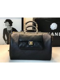 Chanle Large Bowling Bag Grained Calfskin Lambskin & Gold Metal AS1360 Black HY13558PC54