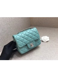 Cheap Chanel Classic MINI Flap Bag original Sheepskin Leather A1115 Light blue silver chain HY11156ZZ98