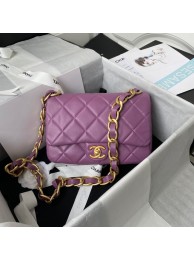 Cheap CHANEL Lambskin Flap Shoulder Bag 2022SS purple HY21909sJ42