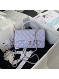 Cheap Chanel Sheepskin Leather mini flap bag with top handle AS2431 light purple HY9864sJ42