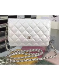Cheap Chanel WOC mini Flap Bag Deer Skin A5375 Silver HY10791ZZ98