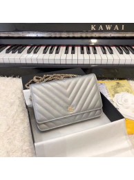 Cheap Chanel WOC Original Caviar Leather Flap cross-body bag V33814 Silver grey gold chain HY15752sZ66