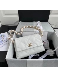 Cheap Copy Chanel flap bag Lambskin & Gold-Tone Metal AS2299 White HY335Eq45