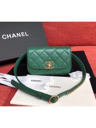 Cheap Copy Chanel Original Sheepskin Leather Belt Bag Green 33866 Gold HY15665Eq45