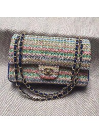 Cheap Copy CHANEL Tweed Braided Calfskin & Gold-Tone Metal 1112 Multicolor&Blue HY12015Eq45