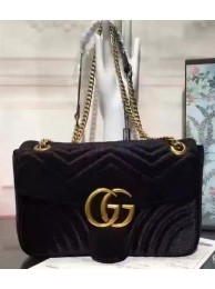 Cheap Copy Gucci GG Marmont Velvet Shoulder Bag 443497 Black HY16760Eq45
