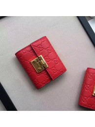 Cheap Copy Gucci Signature Leather Padlock Wallet 453155 Red HY10555Eq45