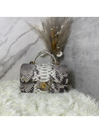 Cheap Fake Chanel Snake skin mini flap bag with top handle AS2431 gray HY17280BC48