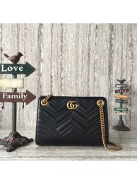 Cheap Fake Gucci Marmont Ophidia Calfskin Leather Shoulder Bag 505033 Black HY855BC48