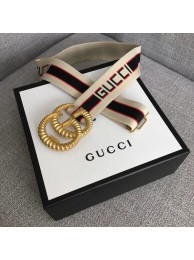 Cheap Gucci Web elastic belt with torchon Double G buckle A524101 white&blue HY7309sJ42
