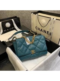Copy 1:1 chanel 19 large flap bag AS1162 blue HY848xD64