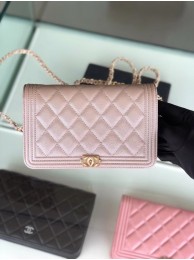 Copy Best BOY CHANEL Original Wallet on Chain & Gold-Tone Metal B80287 light Pink HY7739Qc72