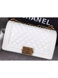 Copy Best Chanel Boy Flap Shoulder Bag White Original Calfskin Leather A8708 Bronze HY5184Qc72