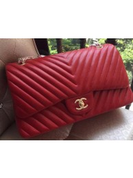Copy Best Chanel Classic Flap Bag Red Sheepskin Chevron Quilting A1113 Gold HY18324Qc72