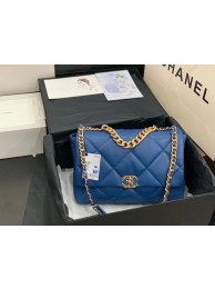 Copy chanel 19 large flap bag AS1162 dark blue HY23932Kn92