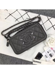 Copy Chanel Classic Clutch with Chain Grained Calfskin & silver-Tone Metal A84450 dark grey HY21000Ey31