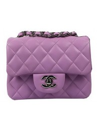 Copy Chanel Classic MINI Flap Bag Purple Original Sheep Leather CF1115 Silver HY5317Kn92
