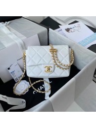 Copy Chanel Flap Shoulder Bag Grained Calfskin AS2855 white HY14077Kn92
