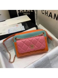 Copy CHANEL Small camera bag lambskin & Gold-Tone Metal AS1367 Pink&orange&green HY18445Ey31