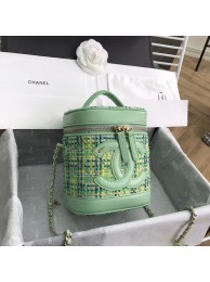Copy CHANEL Tweed vanity case Gold-Tone Metal AS1336 light green HY9332Kn92