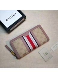 Copy Gucci GG canvas zipper wallet 353651 light pink HY23920Ey31