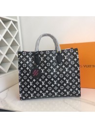 Copy Louis Vuitton Original Leather ONTHEGO MM M46060 Black & White & Pink HY19917Kn92