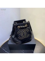 Designer CHANEL Calfskin small Backpack & gold-Tone Metal AS1614 black HY26885vs94