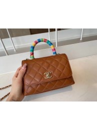 Designer chanel mini flap bag with top handle AS2215 brown HY17395vs94