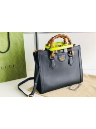 Designer Gucci Diana GG Bamboo Top Handle Original Leather Bag 660195 Black HY17030vs94