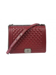 Designer Replica Boy Chanel Flap Shoulder Bag Burgundy Original Sheepskin A67087 Silver HY7832CF36