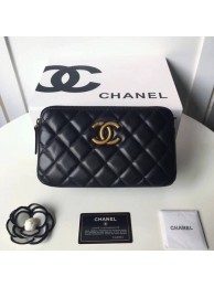 Designer Replica Chanel Shoulder Bag Original Sheepskin Leather A66270 Black HY13307CF36