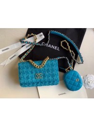 Fake 1:1 CHANEL 19 Flap Bag WOC 33817 blue HY2323YK70