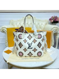 Fake 1:1 Louis Vuitton Monogram Canvas Neverfull MM M45818 White HY5243YK70