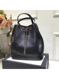 Fake Best CHANEL Calfskin drawstring bag & Gold-Tone Metal AS1099 black HY2192Nk59