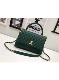 Fake Best Chanel Classic Top Handle Bag Sheepskin Leather A92991 Green HY26282Nk59