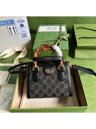 Fake Best Gucci GG denim jacquard Diana mini tote bag 655661 Black HY1097Nk59