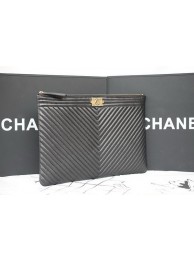Fake Boy Chanel Chevron Black Sheepskin Leather Clutch A69253 HY12744Lh27