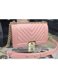 Fake Boy Chanel Flap Bag Original Chevron Pink Nubuck Leather A5708 Gold HY2480kw88