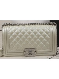 Fake Boy Chanel Flap Bag Original OffWhite Cannage Pattern A67025 Silver HY3631QF99