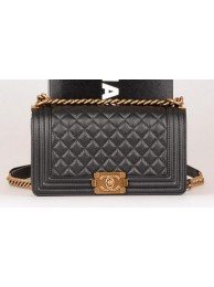 Fake Boy Chanel Flap Shoulder Bag Black Original Cannage Pattern A67086 Gold HY27042xE84