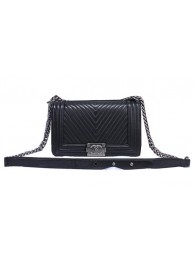 Fake Boy Chanel Flap Shoulder Bag Sheepskin Leather A6026 Black HY5688xR88