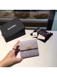 Fake Boy Chanel Matelasse Bi-Fold Wallet Cannage Pattern CHA5261 Grey HY11537Qv16